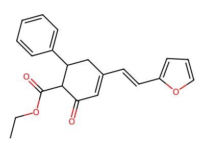 Ethyl 4-[(E)-2-(2-furyl)ethenyl]-2-oxo-6-phenyl-cyclohex-3-ene-1-carboxylate structure