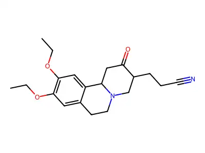 1,3,4,6,7,11b-Hexahydro-9,10-diethoxy-2-oxo-2H-benzo(a)quinolizine-3-propanenitrile structure