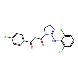 1-(4-chlorophenyl)-3-[2-(2,6-dichloroanilino)-4,5-dihydroimidazol-1-yl]propane-1,3-dione structure