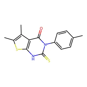 5,6-dimethyl-3-(4-methylphenyl)-2-sulfanylthieno[2,3-d]pyrimidin-4(3H)-one structure