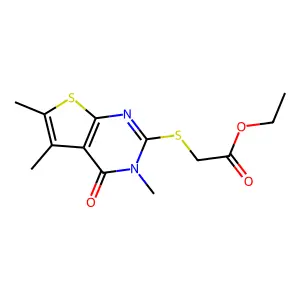 Ethyl 2-(3,5,6-trimethyl-4-oxothieno[2,3-d]pyrimidin-2-yl)sulfanylacetate structure