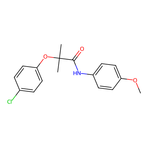 2-(4-chlorophenoxy)-N-(4-methoxyphenyl)-2-methylpropanamide structure