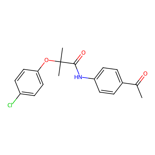 N-(4-acetylphenyl)-2-(4-chlorophenoxy)-2-methylpropanamide structure
