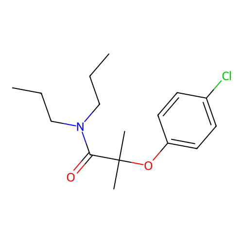 2-(4-chlorophenoxy)-2-methyl-N,N-dipropylpropanamide structure