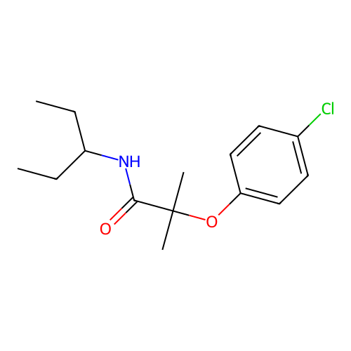 2-(4-chlorophenoxy)-2-methyl-N-(pentan-3-yl)propanamide structure