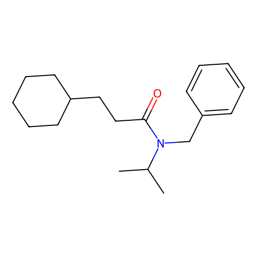 N-benzyl-3-cyclohexyl-N-(propan-2-yl)propanamide structure