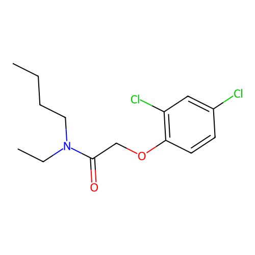 N-butyl-2-(2,4-dichlorophenoxy)-N-ethylacetamide structure