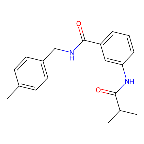 N-(4-methylbenzyl)-3-[(2-methylpropanoyl)amino]benzamide structure