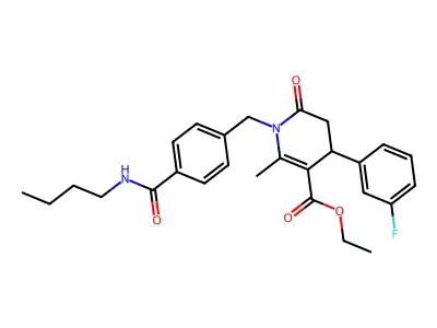 ETHYL 1-[[4-(BUTYLCARBAMOYL)PHENYL]METHYL]-4-(3-FLUOROPHENYL)-2-METHYL-6-OXO-4,5-DIHYDROPYRIDINE-3-CARBOXYLATE structure