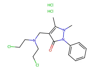 Antipyrine, 4-((bis(2-chloroethyl)amino)methyl)-, dihydrochloride structure