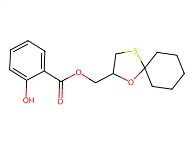 Benzoic acid, 2-hydroxy-, 1-oxa-4-thiaspiro(4.5)dec-2-ylmethyl ester structure