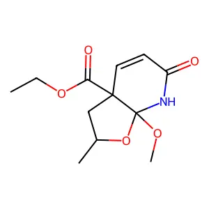 ethyl 7a-methoxy-2-methyl-6-oxo-3,7-dihydro-2H-furo[2,3-b]pyridine-3a-carboxylate structure