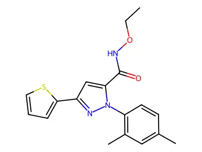 1-(2,4-Dimethylphenyl)-N-ethoxy-3-(thiophen-2-yl)-1H-pyrazole-5-carboxamide structure