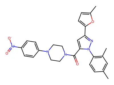 [2-(2,4-dimethylphenyl)-5-(5-methylfuran-2-yl)pyrazol-3-yl]-[4-(4-nitrophenyl)piperazin-1-yl]methanone structure