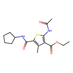 Ethyl 2-acetamido-5-(cyclopentylcarbamoyl)-4-methylthiophene-3-carboxylate structure