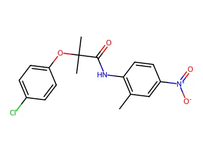 2-(4-chlorophenoxy)-2-methyl-N-(2-methyl-4-nitrophenyl)propanamide structure
