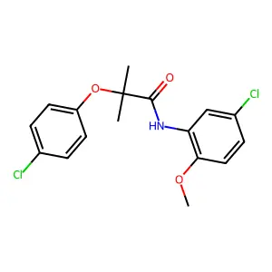 N-(5-chloro-2-methoxyphenyl)-2-(4-chlorophenoxy)-2-methylpropanamide structure