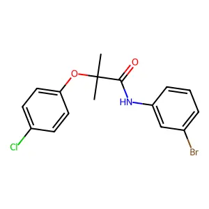 N-(3-bromophenyl)-2-(4-chlorophenoxy)-2-methylpropanamide structure