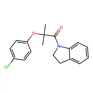 2-(4-Chlorophenoxy)-1-(2,3-dihydroindol-1-yl)-2-methylpropan-1-one structure