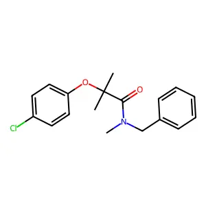 N-benzyl-2-(4-chlorophenoxy)-N,2-dimethylpropanamide structure