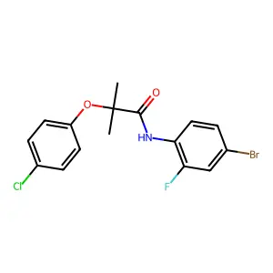 N-(4-bromo-2-fluorophenyl)-2-(4-chlorophenoxy)-2-methylpropanamide structure