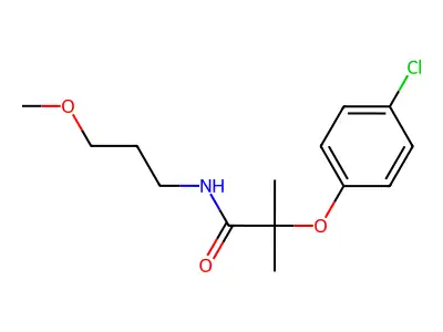 2-(4-chlorophenoxy)-N-(3-methoxypropyl)-2-methylpropanamide structure