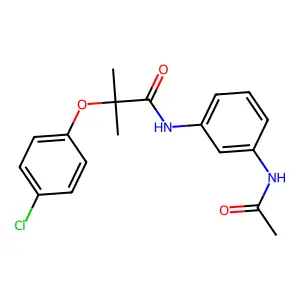 N-(3-acetamidophenyl)-2-(4-chlorophenoxy)-2-methylpropanamide structure