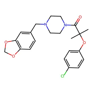 1-[4-(1,3-benzodioxol-5-ylmethyl)piperazin-1-yl]-2-(4-chlorophenoxy)-2-methylpropan-1-one structure