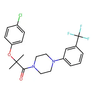 2-(4-chlorophenoxy)-2-methyl-1-[4-[3-(trifluoromethyl)phenyl]piperazin-1-yl]propan-1-one structure