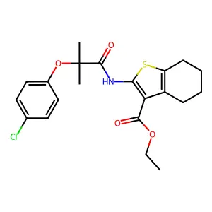 ethyl 2-[[2-(4-chlorophenoxy)-2-methylpropanoyl]amino]-4,5,6,7-tetrahydro-1-benzothiophene-3-carboxylate structure