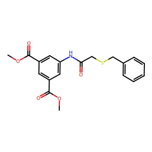 Dimethyl 5-{[(benzylsulfanyl)acetyl]amino}benzene-1,3-dicarboxylate structure
