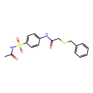 N-[4-(acetylsulfamoyl)phenyl]-2-benzylsulfanylacetamide structure