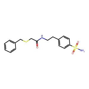 2-benzylsulfanyl-N-[2-(4-sulfamoylphenyl)ethyl]acetamide structure