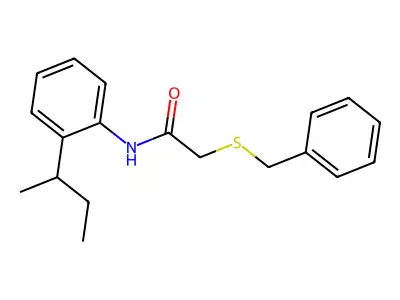 2-(benzylsulfanyl)-N-[2-(butan-2-yl)phenyl]acetamide structure
