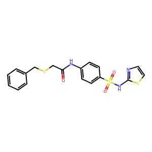 2-benzylsulfanyl-N-[4-(1,3-thiazol-2-ylsulfamoyl)phenyl]acetamide structure