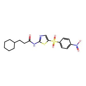 3-cyclohexyl-N-{5-[(4-nitrophenyl)sulfonyl]-1,3-thiazol-2-yl}propanamide structure