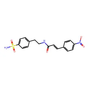 (E)-3-(4-nitrophenyl)-N-[2-(4-sulfamoylphenyl)ethyl]prop-2-enamide structure