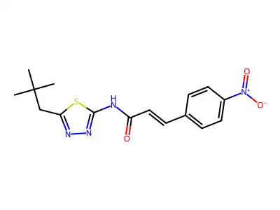 (E)-N-[5-(2,2-dimethylpropyl)-1,3,4-thiadiazol-2-yl]-3-(4-nitrophenyl)prop-2-enamide structure