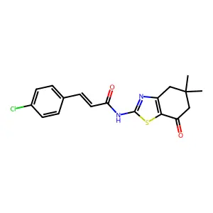 (E)-3-(4-chlorophenyl)-N-(5,5-dimethyl-7-oxo-4,6-dihydro-1,3-benzothiazol-2-yl)prop-2-enamide structure