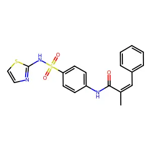 (Z)-2-methyl-3-phenyl-N-[4-(1,3-thiazol-2-ylsulfamoyl)phenyl]prop-2-enamide structure