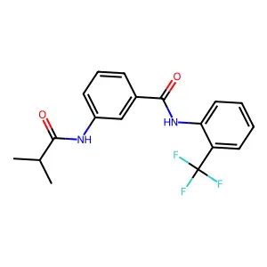 3-(2-methylpropanoylamino)-N-[2-(trifluoromethyl)phenyl]benzamide structure