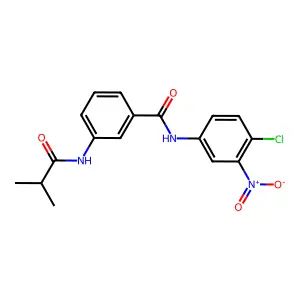 N-(4-chloro-3-nitrophenyl)-3-(2-methylpropanoylamino)benzamide structure
