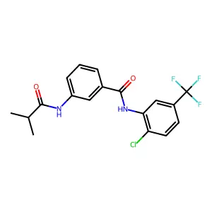 N-[2-chloro-5-(trifluoromethyl)phenyl]-3-(2-methylpropanoylamino)benzamide structure