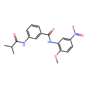 N-(2-methoxy-5-nitrophenyl)-3-(2-methylpropanoylamino)benzamide structure