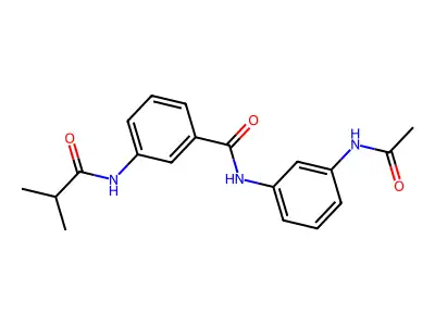 N-(3-acetamidophenyl)-3-(2-methylpropanoylamino)benzamide structure
