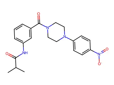 2-methyl-N-[3-[4-(4-nitrophenyl)piperazine-1-carbonyl]phenyl]propanamide structure