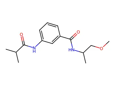 N-(1-methoxypropan-2-yl)-3-(2-methylpropanoylamino)benzamide structure