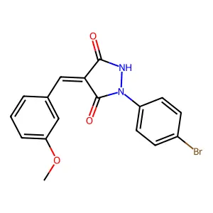 (4Z)-1-(4-bromophenyl)-4-[(3-methoxyphenyl)methylidene]pyrazolidine-3,5-dione structure