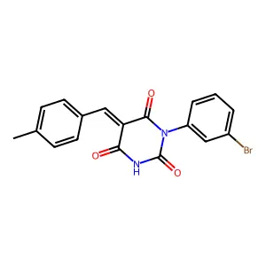 (5E)-1-(3-bromophenyl)-5-(4-methylbenzylidene)pyrimidine-2,4,6(1H,3H,5H)-trione structure