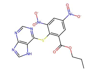 Propyl 3,5-dinitro-2-(7H-purin-6-ylsulfanyl)benzoate structure
